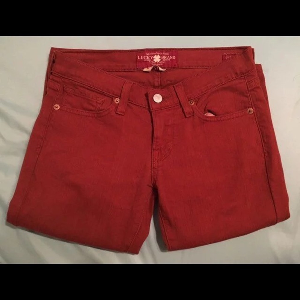Burnt Orange Lucky Brand Charlie Skinny Pants